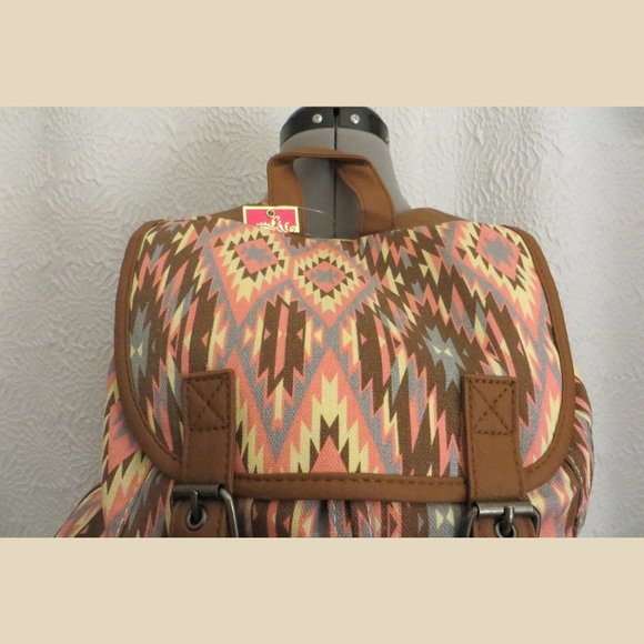 Candies Aztec Southwestern Y2K Style Faux Leather Vegan Backpack New - Picture 7 of 16